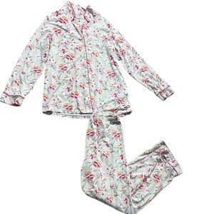 Bed head women’s pajama set medium cream pink floral long sleeve + pants